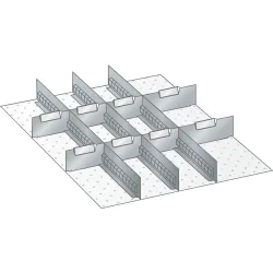 LISTA Einteilungs-Set für Schubladenmaße 459 x 612 mm, Schlitzwände und Trennbleche zur flexiblen Unterteilung, 3 Schlitzwände, 6 + 2 Trennbleche, Fronthöhe