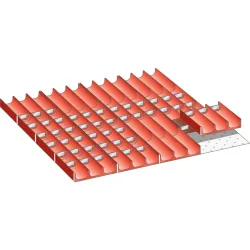 Einteilungs-Set für Schubladenmaße 612 x 612 mm, 16 Muldenteile, 60 Muldenwände, 3-teilig Ø 45 mm LISTA
