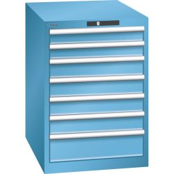 LISTA Schubladenschrank 27x36E, (BxTxH) 564x725x800mm, 7 Schubladen, 2 x 75 / 4 x 100 / 1 x 150, lichtblau, KEY Lock