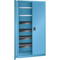 LISTA Flügeltürschrank, (BxTxH) 1000x580x1950mm, 4 Auszug-, 2 Verstellböden, lichtblau, RFID Lock