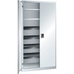 LISTA Flügeltürschrank, (BxTxH) 1000x580x1950mm, 4 Auszug-, 2 Verstellböden, lichtgrau, CODE Lock