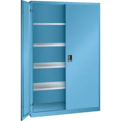 LISTA Flügeltürschrank, (BxTxH) 1250x580x1950mm, 4 Verstellböden, lichtblau, CODE Lock