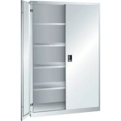 LISTA Flügeltürschrank, (BxTxH) 1250x500x1950mm, 4 Verstellböden, lichtgrau, RFID Lock