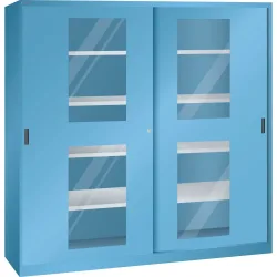 LISTA Schiebetürschrank, (BxTxH) 2000x400x1950mm, 8 Verstellböden, Sichtfenster, Tiefe 400mm, lichtblau