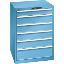 LISTA Schubladenschrank 36x36E, (BxTxH) 717x725x1000mm, 6 Schubladen TK 200kg, lichtblau, CODE Lock