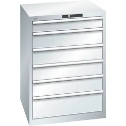 Schubladenschrank, Stahlblech, HxB 1000 x 717 mm, 6 Schubladen, lichtgrau LISTA