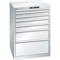 Schubladenschrank, Stahlblech, HxB 1000 x 717 mm, 7 Schubladen, lichtgrau LISTA