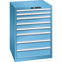 LISTA Schubladenschrank 36x36E, (BxTxH) 717x725x1000mm, 8 Schubladen, 2 x 75 / 3 x 100 / 3 x 150, lichtblau, RFID Lock
