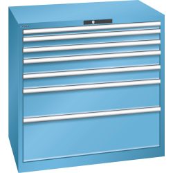 LISTA Schubladenschrank 54x36E, (BxTxH) 1023x725x1000mm, 7 Schubladen TK 200kg, lichtblau, AUTO Lock