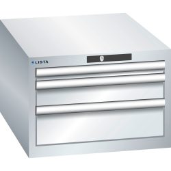 LISTA Schubladenschrank 27x36E, (BxTxH) 564x725x383mm, 3 Schubladen, 1 x 50 / 1 x 100 / 1 x 150, lichtgrau, AUTO Lock