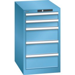 LISTA Schubladenschrank 18x27E, (BxTxH) 411x572x700mm, 5 Schubladen, 2 x 75 / 3 x 150, lichtblau, RFID Lock
