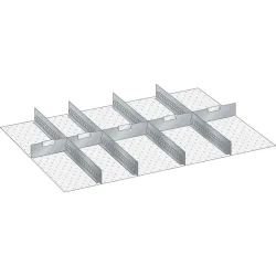 Schubladeneinteilungsset, 4 Schlitzwände, 5 Trennbleche, 9-teilig, für Fronthöhe 75 mm LISTA
