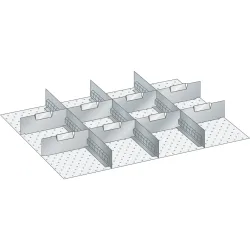LISTA Set Schlitzwände und Trennbleche 36x27E, (BxTxFH) 612x459x75mm, 3 Schlitzwände, 8 Trennbleche