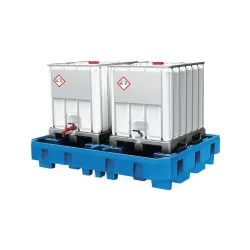 asecos® Auffangwanne aus PE für IBC-Container, integrierter Abfüllbereich, HxBxT 450 x 2.460 x 1.800 mm, ohne Gitterrost