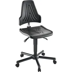 XXL-Arbeitsdrehstuhl meychair Workster Pro W19-11361, elektrisch leitfähig, mit Rollen, höhenverstellbar, bis 250 kg, Polyurethanschaum, desinfektionsmittelbeständig, schwarz