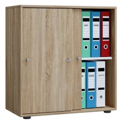VCM - Büroschrank mit 2 Fächern | moderner Aktenschrank mit Schiebetüren | Maße ca. B. 70 x  H. 73 x T. 37 cm – Lona 2-Fach, One Size, Sonoma-Eiche