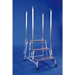 HACA Montagetritt aus Aluminium, Standhöhe 0,80 m, Handlauf beidseitig