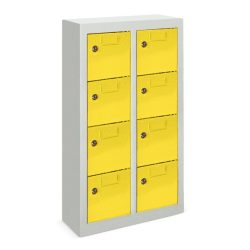 PAVOY Kleinfachschrank, 8 Fächer, HxBxT 815 x 460 x 200 mm, mit Etikettenrahmen, lichtblau, lichtgrau