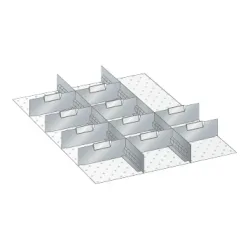 Trenn- und Steckwände für LISTA Schränke, 2 Schlitzwände, 10 Trennbleche, für Frontenhöhe 150 mm