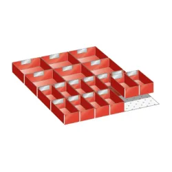 Schubladeneinteilungs-Set, Einsatzkästen, 18-teilig, für Fronthöhe 75 mm LISTA