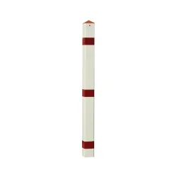 URBANUS Sperrpfosten aus Stahl, herausnehmbar, Vierkant 70x70 mm mit Bodenhülse, rot/weiss