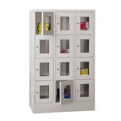 PAVOY Schliessfachschrank mit Sichtfenster, 3 x 4 Fächer, HxBxT 1.518 x 900 x 500 mm, anthrazitgrau, anthrazitgrau