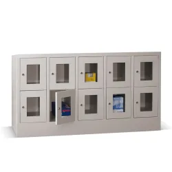 PAVOY Schliessfachschrank mit Sichtfenster, 5 x 2 Fächer, HxBxT 855 x 1.500 x 500 mm, anthrazitgrau, anthrazitgrau