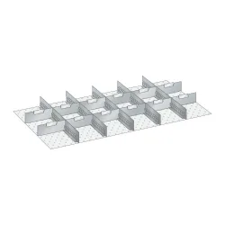 Schubladeneinteilungsset, 5 Schlitzwände, 12 Trennbleche, 17-teilig, für Fronthöhe 100, 125 mm LISTA