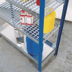 Lagerebene für asecos® Gefahrstoffregal, für gewässergefährdende Flüssigkeiten, Breite 1.360 mm