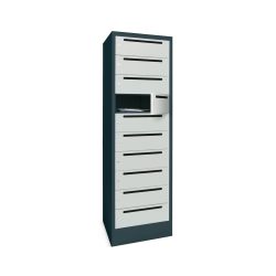 PAVOY Postverteilschrank, 1x 10 Fächer, HxBxT 1.850 x 400 x 500 mm, rubinrot, resedagrün