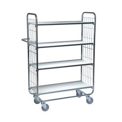 Verzinkter Etagenwagen, 4 Böden, LxBxH 1195 x 470 x 1590 mm, 4 Rollen, 2 feststellbar Kongamek