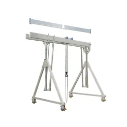 SCHILLING Alu-Portalkran mit teilbarem Doppelträger, verfahrbar, Einhängepunkt 2613-3363 mm, Länge 6000 mm, TK 1000 kg