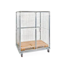 kaiserkraft Stahlrollbehälter, 5-seitig mit Flügeltüren, BxT 1350 x 950 mm