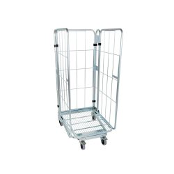 kaiserkraft Rollbehälter, nestbar, 3-seitig, mit Gitterboden, HxBxT 1660 x 729 x 818 mm, ab 5 Stk