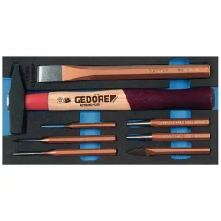 Gedore Werkzeugeinlage 1500 CT1-350, 1/3 Modul, inkl. Schlagwerkzeugsortiment, 8-tlg., B 157,5 x T 310 x H 35 mm, Schaumstoff, schwarz/blau