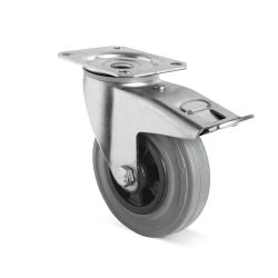 Lenkrolle Vollgummi Basic inkl. Feststeller, PAK-frei, ØxB 200 x 50 mm, TK 205 kg
