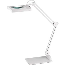 LED-Lupenleuchte Glaslinse 190,5mm (7,5?) Standfuss weiss Abdeck., eckiger Kopf
