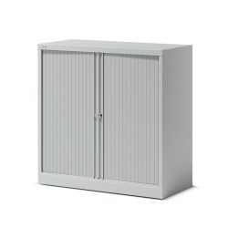 Rollladenschrank ESSENTIALS, HxBxT 1000 x 1000 x 470 mm, 1 Fachboden, silber BISLEY
