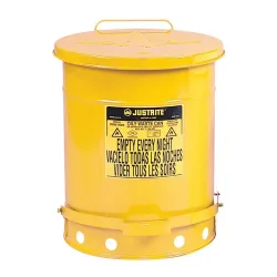 Justrite® Werkbank-Sammelbehälter, Fusspedal, gelb, 80 Liter
