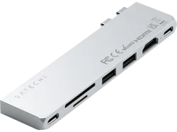 Satechi - Usb-c Hub, Dual USB-C Hub für M1/M2 MBP (ab 2021/MBP 2017-2020), Silber