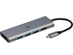 ISY IAD 1027-1 USB-C/3x USB-A/HDMI - Multiport-Adapter (Silber)
