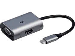 ISY IAD-1017-1 USB-C auf HDMI und VGA-Adapter, Silber
