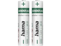 Hama NiMH-Akkus, AAA Micro, 1000 mAh, 1,2 V, 2 Stück Micro (AAA)-Akku NiMH 1.2 V 2 St.