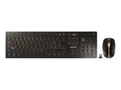 Cherry - DW 9100 Slim, Schweizerisches Layout, QWERTZ Tastatur, kabellose Tastatur- und Maus set -bronze, Schwarz