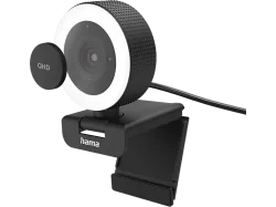hama 00139989 Webcam mit Ringlicht C-850 Pro, QHD 2K, mit Mikrofon, Fernbedienung, LED