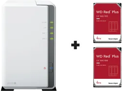 SYNOLOGY DiskStation DS223j mit 2x 4TB WD Red Plus NAS (HDD) - (HDD, SSD, 8 TB, Weiss)