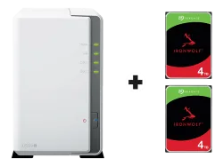SYNOLOGY DiskStation DS223j mit 2x 4TB Seagate IronWolf (HDD) - NAS (HDD, SSD, 8 TB, Weiss)