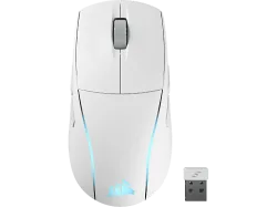 CORSAIR M75 WIRELESS - Gaming-Maus, Kabellos (2,4 GHz SLIPSTREAM oder Bluetooth) / Kabelgebunden, Optisch mit Leuchtdioden, 26000 dpi, Weiss