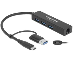 Delock USB-Hub 3.0 Typ-C + LAN