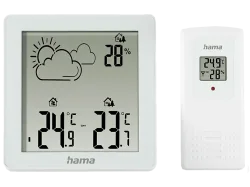 hama 00222234 Wetterstation Zakynthos, Thermometer, Hygrometer, mit Außensensor, Weiß